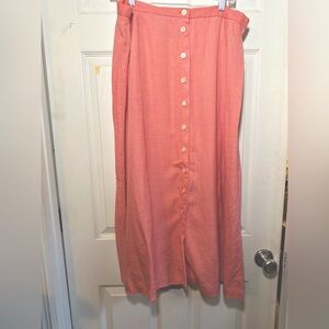 #Talbots peach long skirt with buttons size 20 #plus-sized